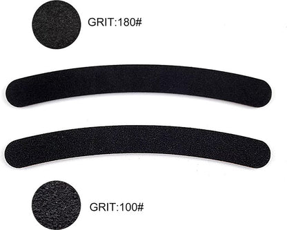 5x Boomerang Files 100/180 Grit | Curved Nail Buffer | Nail File | Polishing Block | Nail Polishing Block | Buffer Block | Nail Buffer | 17 x 2 Cm | Black VXN Beauty