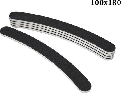 5x Boomerang Files 100/180 Grit | Curved Nail Buffer | Nail File | Polishing Block | Nail Polishing Block | Buffer Block | Nail Buffer | 17 x 2 Cm | Black VXN Beauty