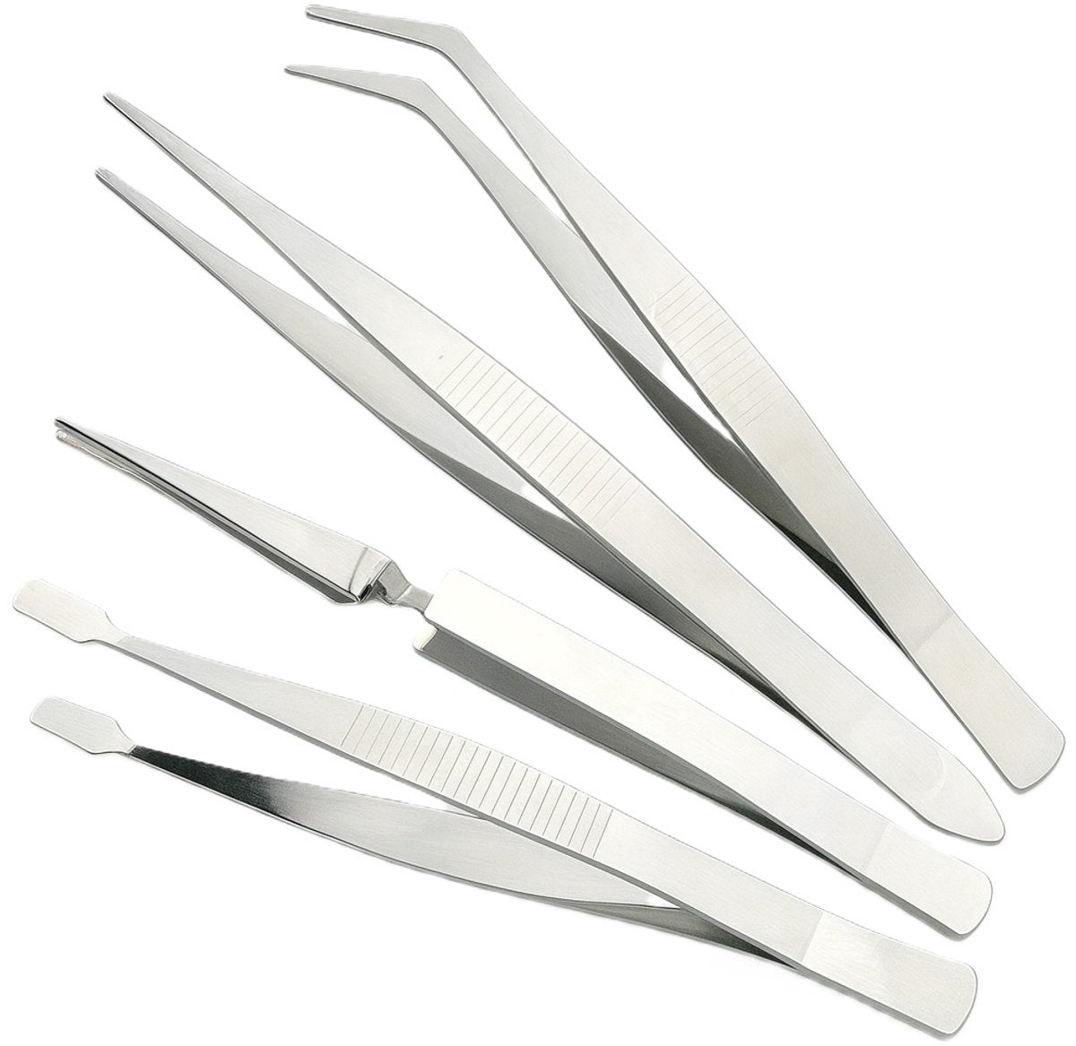 Set of 4 Tweezers | Precision Tweezers | Tweezer Set | Multiuse Tweezers | For Beauty, Nail Art, etc. | Stainless Steel VXN Beauty
