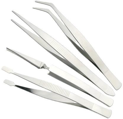 Set of 4 Tweezers | Precision Tweezers | Tweezer Set | Multiuse Tweezers | For Beauty, Nail Art, etc. | Stainless Steel VXN Beauty