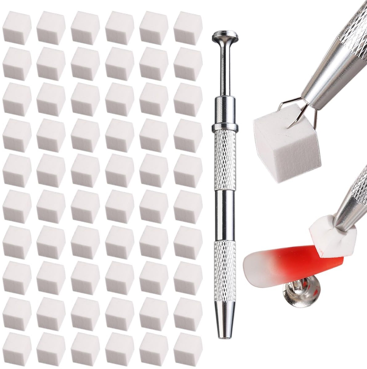 Nail Sponge SET - 100 Pieces - Nail Sponge with Metal Gripper - Soft Nail Sponges - Ombre Nail Brush - Nail Tools - For Gradient and Halo Nail Art - Professional Nail Tools and Accessories VXN Beauty