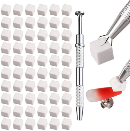 Nail Sponge SET - 100 Pieces - Nail Sponge with Metal Gripper - Soft Nail Sponges - Ombre Nail Brush - Nail Tools - For Gradient and Halo Nail Art - Professional Nail Tools and Accessories VXN Beauty