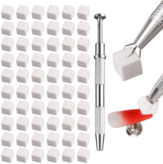 Nail Sponge SET - 100 Pieces - Nail Sponge with Metal Gripper - Soft Nail Sponges - Ombre Nail Brush - Nail Tools - For Gradient and Halo Nail Art - Professional Nail Tools and Accessories VXN Beauty