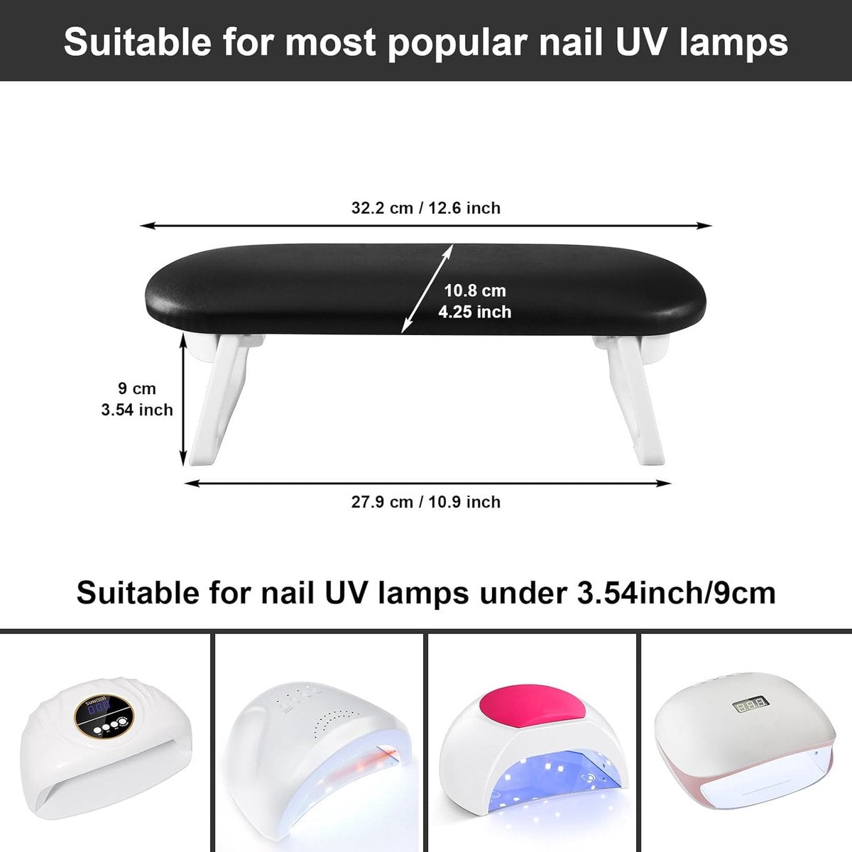 Nail Armrest - foldable - Nail Stylist Armrest - PU leather nail hand rest - with table mat - for nail technology - Nail Cushion - nail hand cushion for manicure salon use - Manicure pads - Manicure Cushion - Nail armrest cushion - Black VXN Beauty