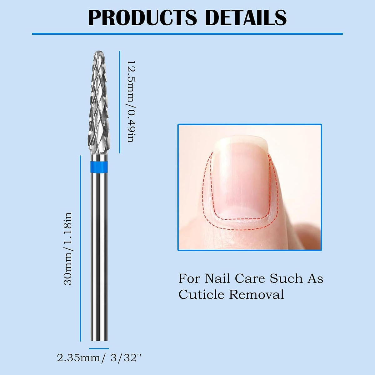 2 Pack 3/32 inch Cuticle Drill Bits, Medium-Grit Carbide Cone Bits for Gel Removal, Dead Skin Cleaning and Electric Nail Drills VXN Beauty