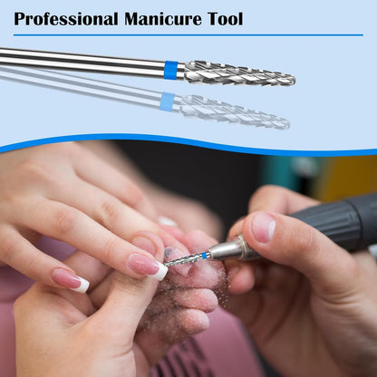 2 Pack 3/32 inch Cuticle Drill Bits, Medium-Grit Carbide Cone Bits for Gel Removal, Dead Skin Cleaning and Electric Nail Drills VXN Beauty