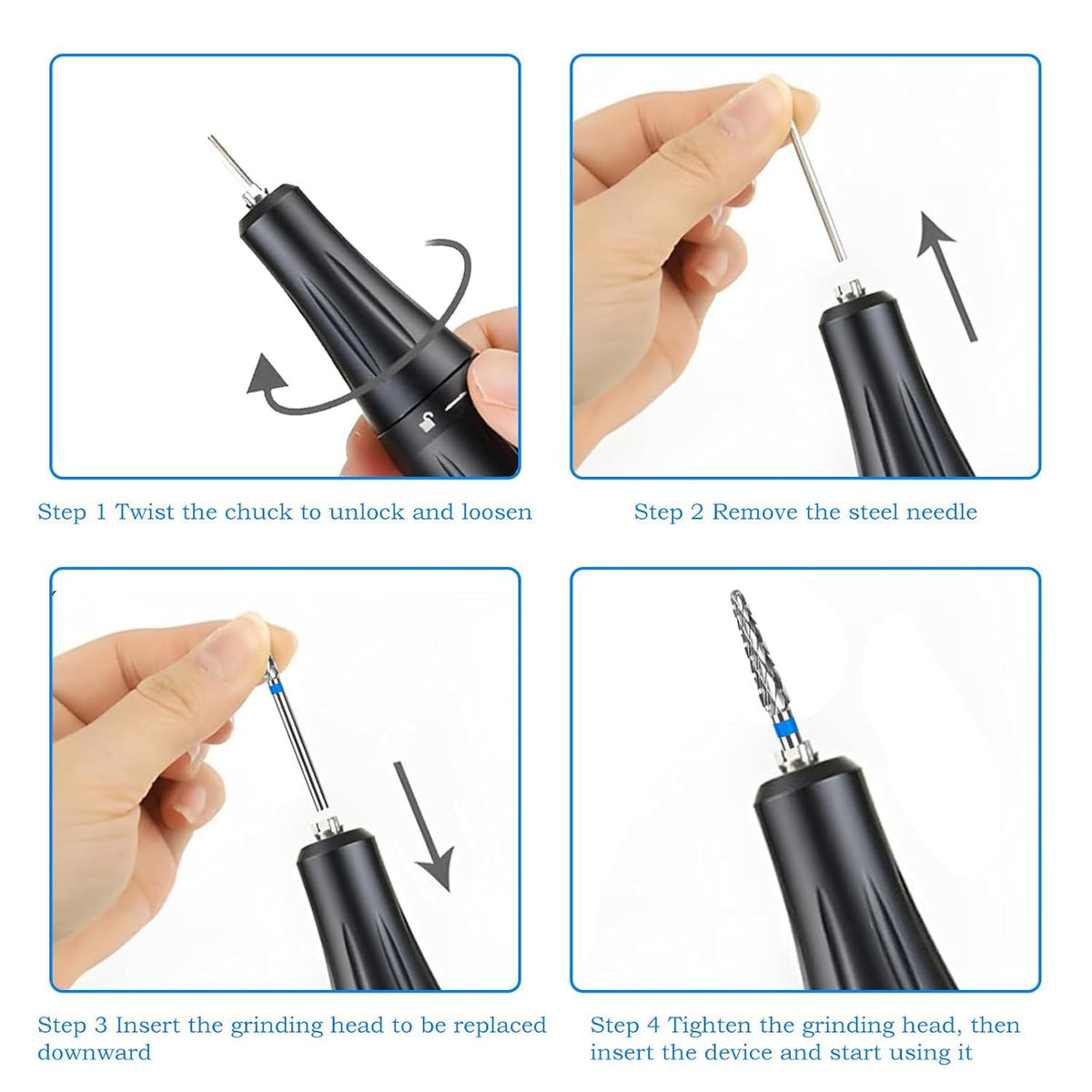 2 Pack 3/32 inch Cuticle Drill Bits, Medium-Grit Carbide Cone Bits for Gel Removal, Dead Skin Cleaning and Electric Nail Drills VXN Beauty