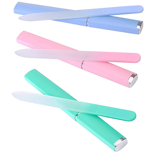 3 Pack Glass Nail File, Fingernail File for Natural Nail Professional Manicure Nail Tool Gentle Nail Care VXN Beauty
