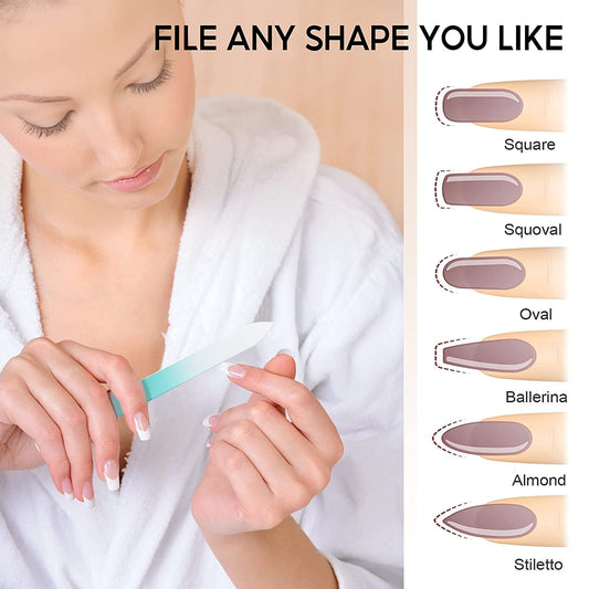 3 Pack Glass Nail File, Fingernail File for Natural Nail Professional Manicure Nail Tool Gentle Nail Care VXN Beauty