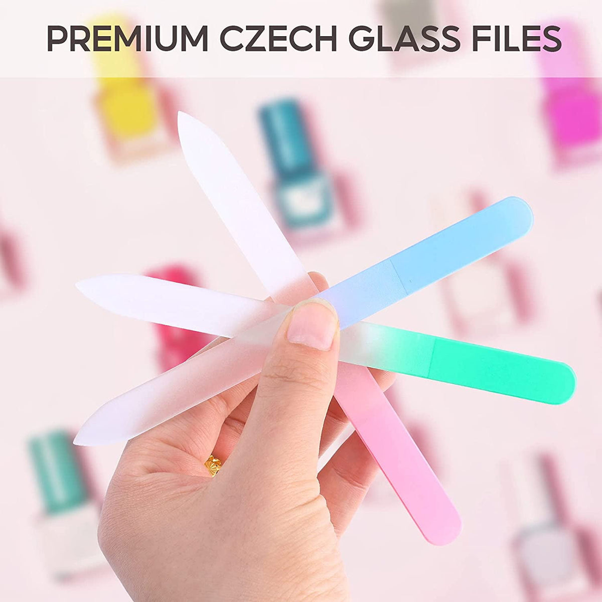3 Pack Glass Nail File, Fingernail File for Natural Nail Professional Manicure Nail Tool Gentle Nail Care VXN Beauty