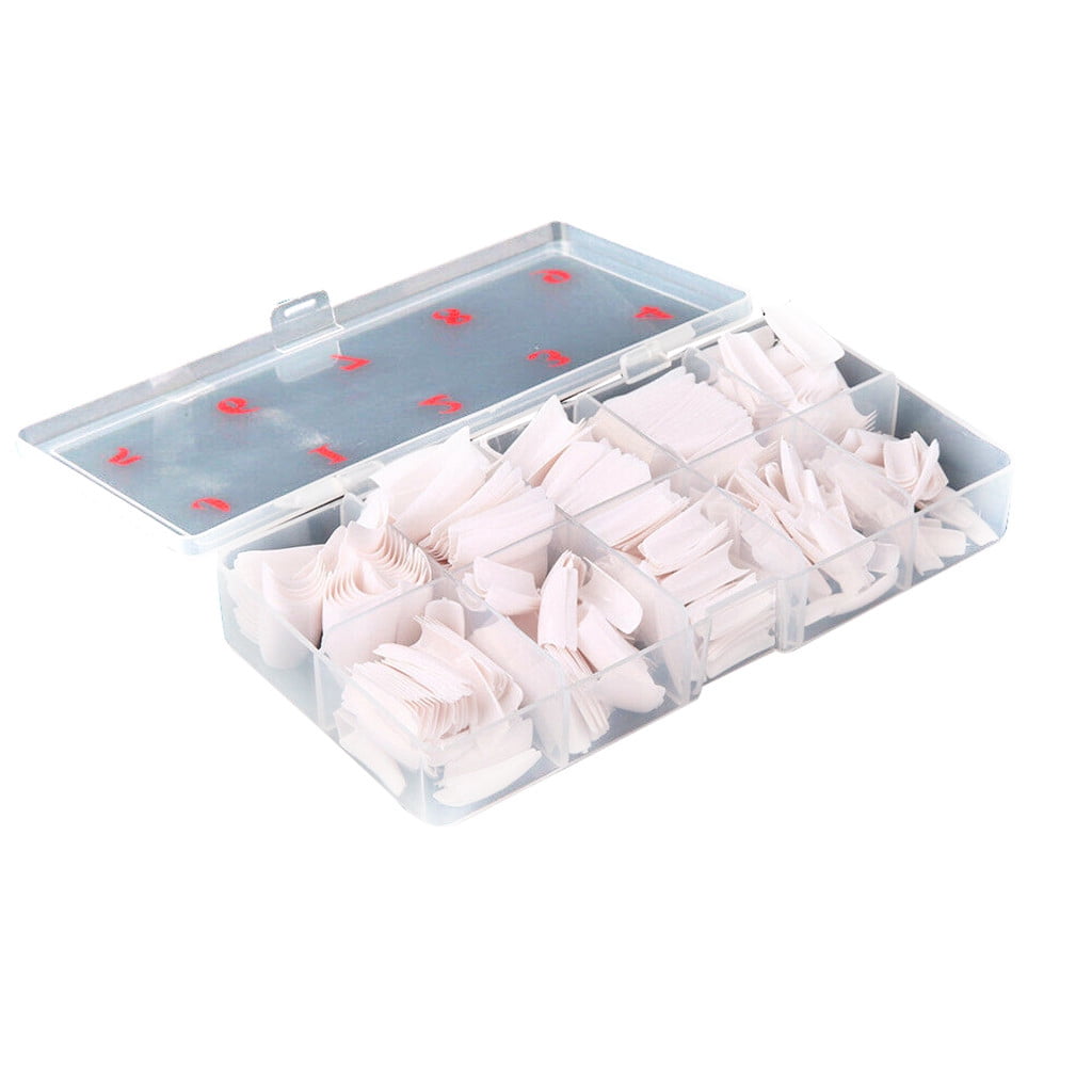 500PCS Acrylic Nail Tips,French Style Artificial False Nails for Manicure,DIY Nail Art with Storage Box,10 Sizes,Natural & Clear,Perfect Gift for Nail & Home Use White VXN Beauty