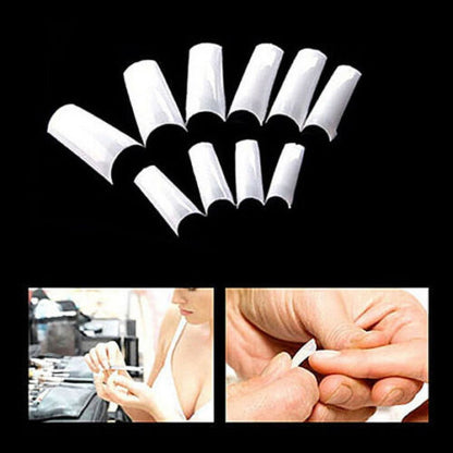500PCS Acrylic Nail Tips,French Style Artificial False Nails for Manicure,DIY Nail Art with Storage Box,10 Sizes,Natural & Clear,Perfect Gift for Nail & Home Use White VXN Beauty