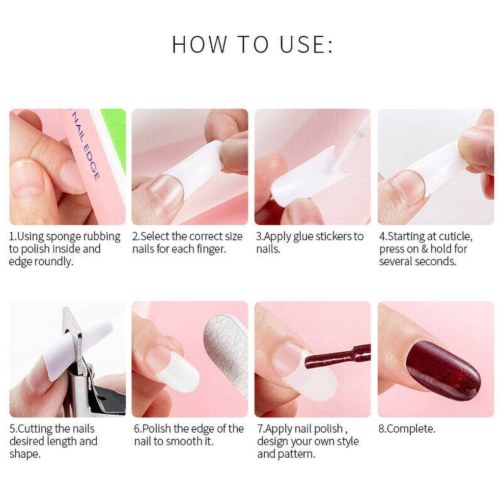 500PCS Acrylic Nail Tips,French Style Artificial False Nails for Manicure,DIY Nail Art with Storage Box,10 Sizes,Natural & Clear,Perfect Gift for Nail & Home Use White VXN Beauty