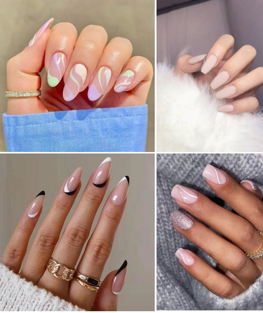 Double-Sided Nail Stickers | 2 Sheets (48 pieces) | Stick-on Nails | Press-on Nails | Fake Nails | Nail Stickers VXN Beauty