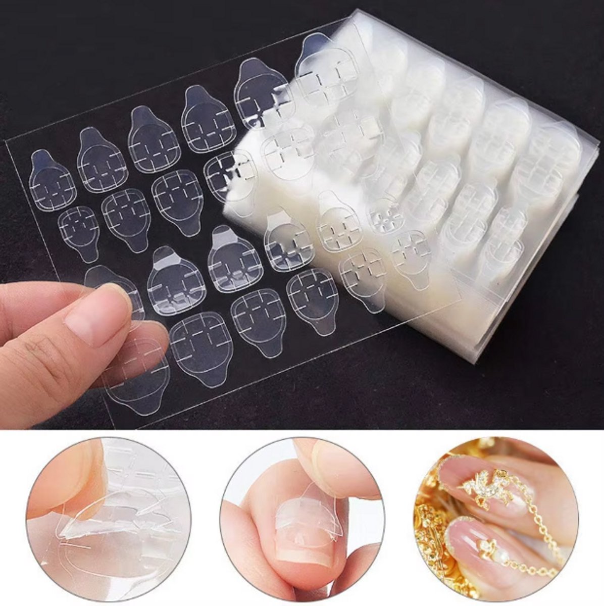 120x (MEGA PACK) Double-Sided Nail Stickers | 5 Sheets | Stick-on Nails | Press-on Nails | Fake Nails | Nail Stickers VXN Beauty