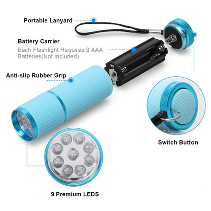 Mini LED Nail Lamp for Gel Nails with 9 LED Gel LED UV Nail Lamp Stainless Steel Manicure Tool Files for Girl Woman Home (Blue) VXN Beauty