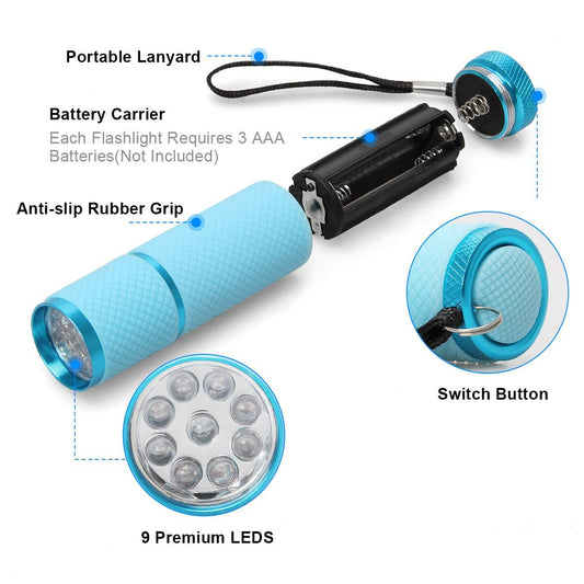 Mini LED Nail Lamp for Gel Nails with 9 LED Gel LED UV Nail Lamp Stainless Steel Manicure Tool Files for Girl Woman Home (Blue) VXN Beauty