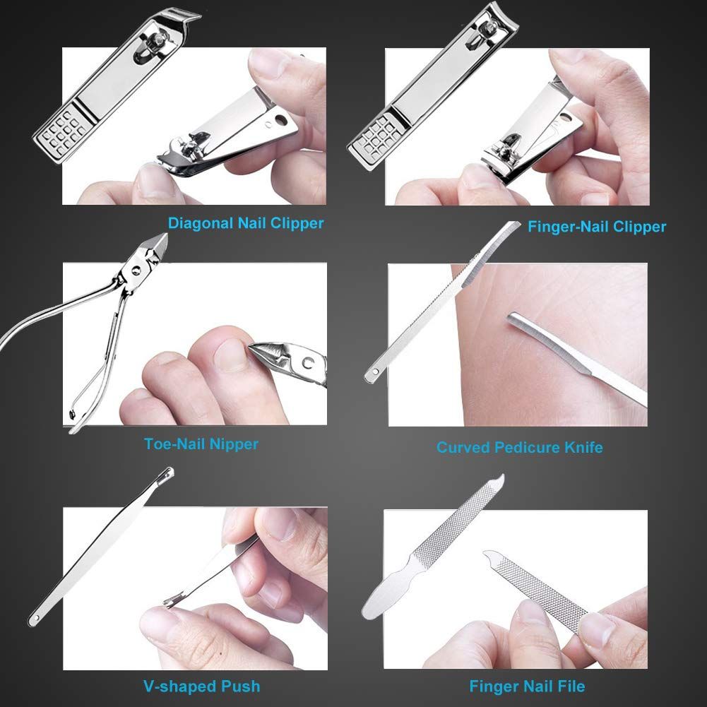 Nail Clippers Set Fingernail and Toenail Clipper Cutters, Manicure Pedicure Kit -18 Pieces Stainless Steel Professional Grooming VXN Beauty