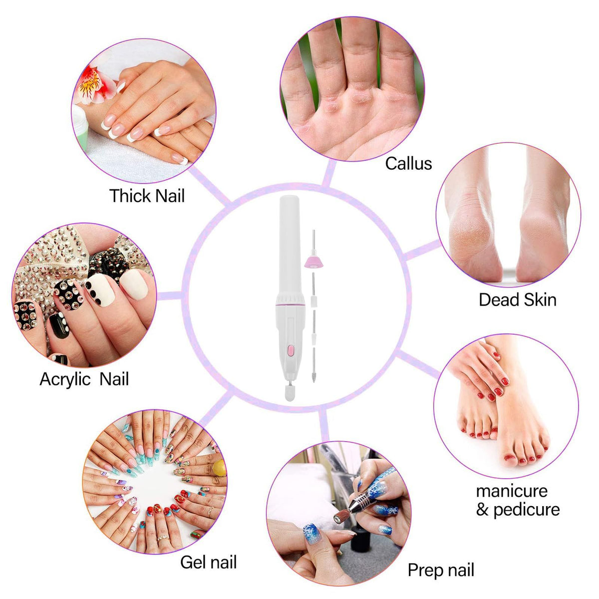 Electric Nail Files, Gifts for Women Mum, Nail Drill Set for Acrylic Gel Nails, Portable Manicure Pedicure Kit with Nail Drill Bits VXN Beauty