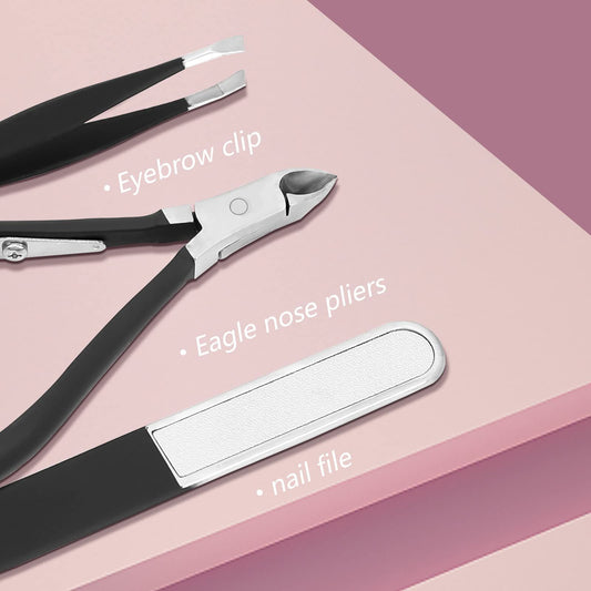 18 PCS Pedicure Tools Cuticle Nippers Sharp Trimmer with Anti-skid Design Handle Clippers for Women Pink PU Leather Case Pedicure Kit VXN Beauty