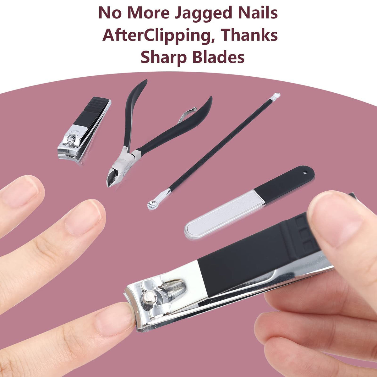 18 PCS Pedicure Tools Cuticle Nippers Sharp Trimmer with Anti-skid Design Handle Clippers for Women Pink PU Leather Case Pedicure Kit VXN Beauty