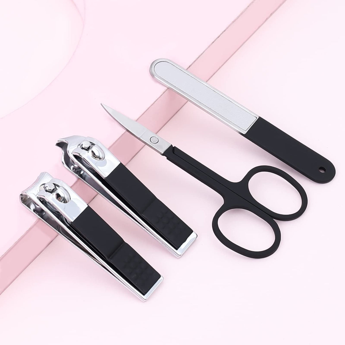 18 PCS Pedicure Tools Cuticle Nippers Sharp Trimmer with Anti-skid Design Handle Clippers for Women Pink PU Leather Case Pedicure Kit VXN Beauty