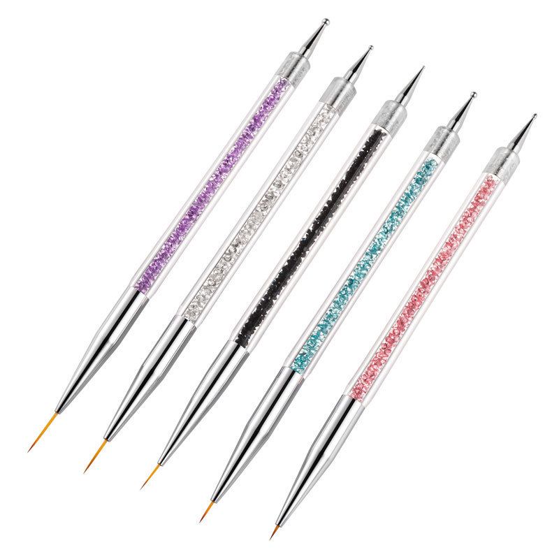 Gel Polish Nail Art Brushes Set-5 Pcs Dual-ended Nail Paint Brushes for Nail Art with Fine Liner Brushes and Dotting Pen VXN Beauty