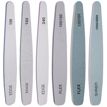 Nail File and Buffer Set, 6 Pcs Professional Nail File Kit for Acrylic and Natural Nails, Grit Soft Nail Filer Gel Nail Files VXN Beauty