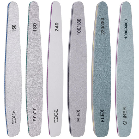 Nail File and Buffer Set, 6 Pcs Professional Nail File Kit for Acrylic and Natural Nails, Grit Soft Nail Filer Gel Nail Files VXN Beauty