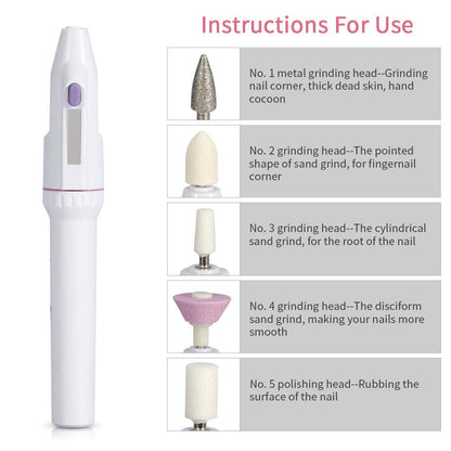 Nail grinder, electric filing and polishing machine, nail and foot trimmer, used for grinding dead skin and nails VXN Beauty