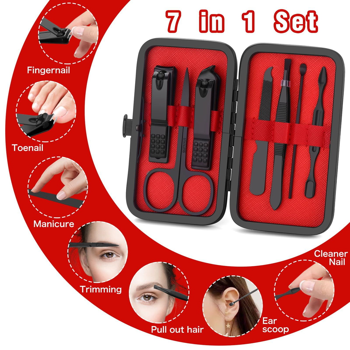 7pcs Nail trimming set, personal care nail clipper set, decoration nail, professional foot trimming set, men's accessories VXN Beauty