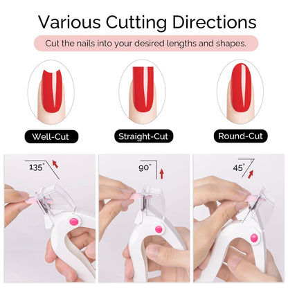 Used for fake nail art manicure, white adjustable stainless steel nail clippers, professional rotating nail clippers VXN Beauty