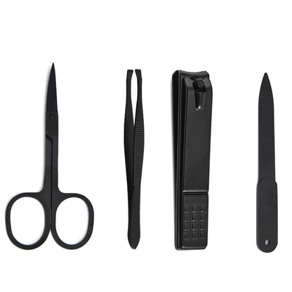 3set Nail Clipper Set, 4PCS Manicure Set Fingernail Clippers Kit Black Stainless Steel Pedicure and Manicure Kit with Leather Case VXN Beauty