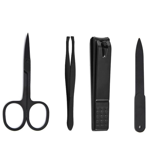 3set Nail Clipper Set, 4PCS Manicure Set Fingernail Clippers Kit Black Stainless Steel Pedicure and Manicure Kit with Leather Case VXN Beauty