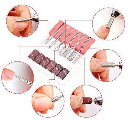 Professional Electric Manicure Pedicure Drill Sander Pen Nail Art Grinder with Multi Sanding Bits and Power Adapter (Black) VXN Beauty