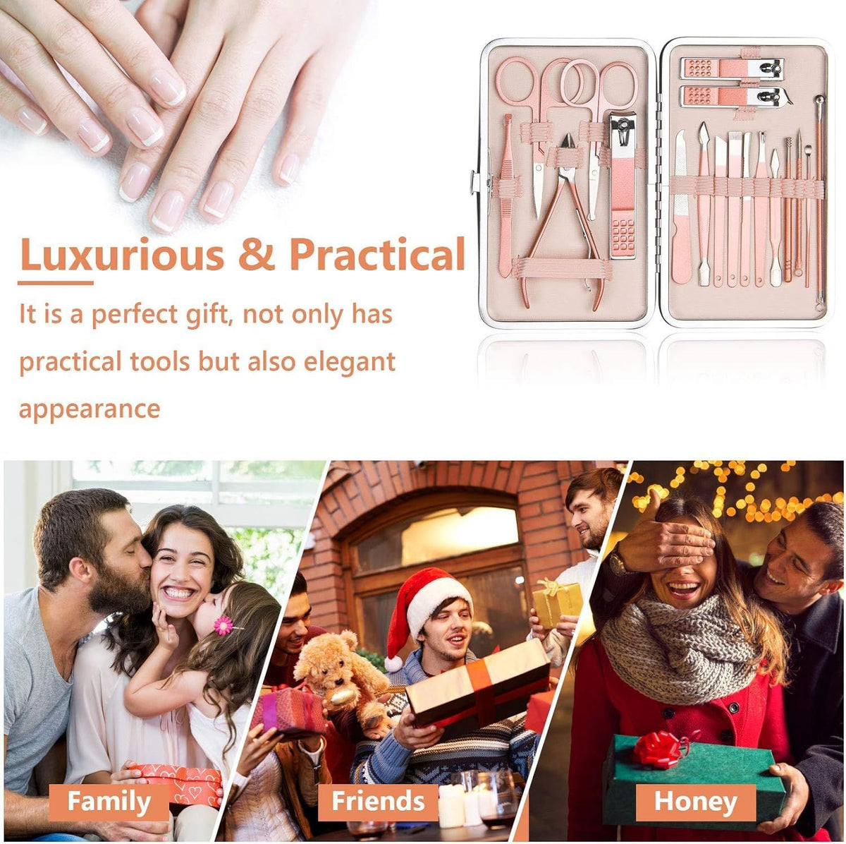 Nail Clippers for Men Women, 18 In 1 Stainless Steel Nail Kit Professional Manicure Pedicure Kit Nail Scissors Cuticle Trimmer VXN Beauty