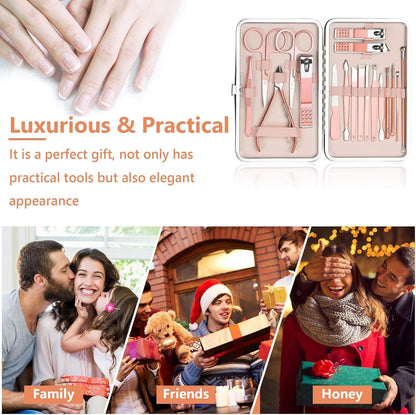 Nail Clippers for Men Women, 18 In 1 Stainless Steel Nail Kit Professional Manicure Pedicure Kit Nail Scissors Cuticle Trimmer VXN Beauty