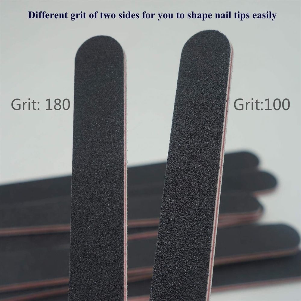 Nail File 6ct 100/180 Grit Emery Board Filer for Acrylic/Natural Fingernail by VXN Beauty