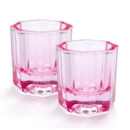 2 Pack Dappen Dish Cups,Pink Glass Nail Liquid Cups,Nail Art  Dish,Acrylic Glass Powder Holder for Nails,Glassware Tools for Nail Art Manicure (Pink) VXN Beauty