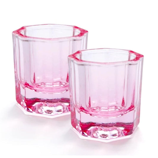 2 Pack Dappen Dish Cups,Pink Glass Nail Liquid Cups,Nail Art  Dish,Acrylic Glass Powder Holder for Nails,Glassware Tools for Nail Art Manicure (Pink) VXN Beauty