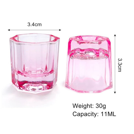 2 Pack Dappen Dish Cups,Pink Glass Nail Liquid Cups,Nail Art  Dish,Acrylic Glass Powder Holder for Nails,Glassware Tools for Nail Art Manicure (Pink) VXN Beauty