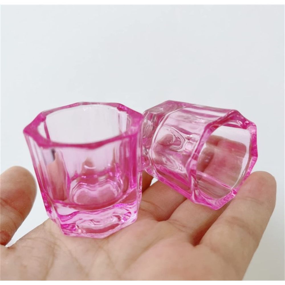 2 Pack Dappen Dish Cups,Pink Glass Nail Liquid Cups,Nail Art  Dish,Acrylic Glass Powder Holder for Nails,Glassware Tools for Nail Art Manicure (Pink) VXN Beauty
