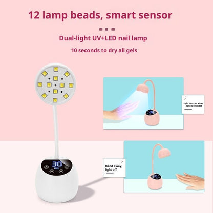 UV LED Nail Lamp Cordless Mini UV Light for Gel Nails Tips,Portable Hands Free Flash Cure Light,USB Rechargeable Nail Dryers with Sensor & 3 Timers,Rotatable Gooseneck Manicure Gel Polish Lamp VXN Beauty