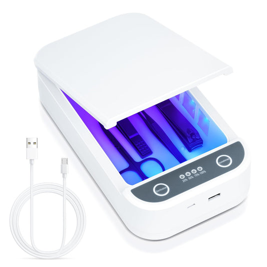 Nail Tool Sterilizer with Blue Light,Portable USB Sterilizer For Nail Tools Nail Cleaning Box Beauty Tool Cleaner Machine for for Nail Salon, Tweezers, Jewelry, Phone, Manicure Tools Cleaning VXN Beauty
