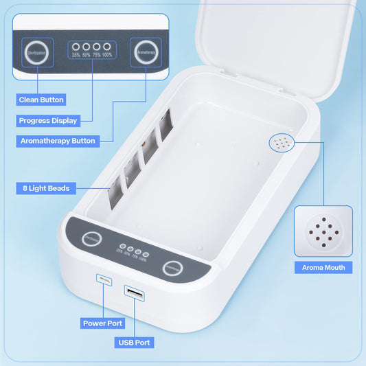 Nail Tool Sterilizer with Blue Light,Portable USB Sterilizer For Nail Tools Nail Cleaning Box Beauty Tool Cleaner Machine for for Nail Salon, Tweezers, Jewelry, Phone, Manicure Tools Cleaning VXN Beauty