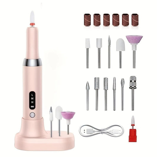 Pink   Wireless Charging Nail Drill, 3-Speed Adjustable, Professional-Level Care in One Tool VXN Beauty
