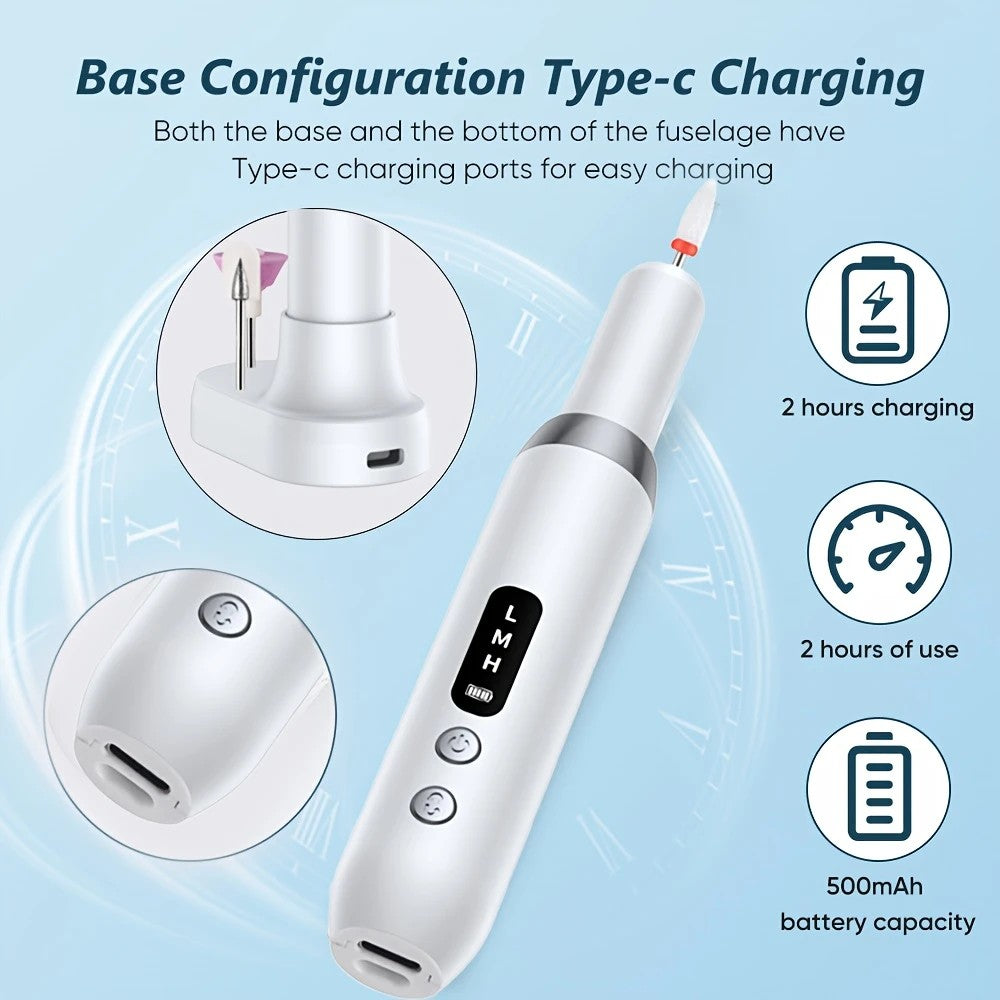 Pink   Wireless Charging Nail Drill, 3-Speed Adjustable, Professional-Level Care in One Tool VXN Beauty