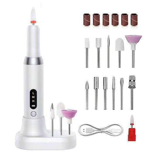White  Wireless Charging Nail Drill, 3-Speed Adjustable, Professional-Level Care in One Tool VXN Beauty