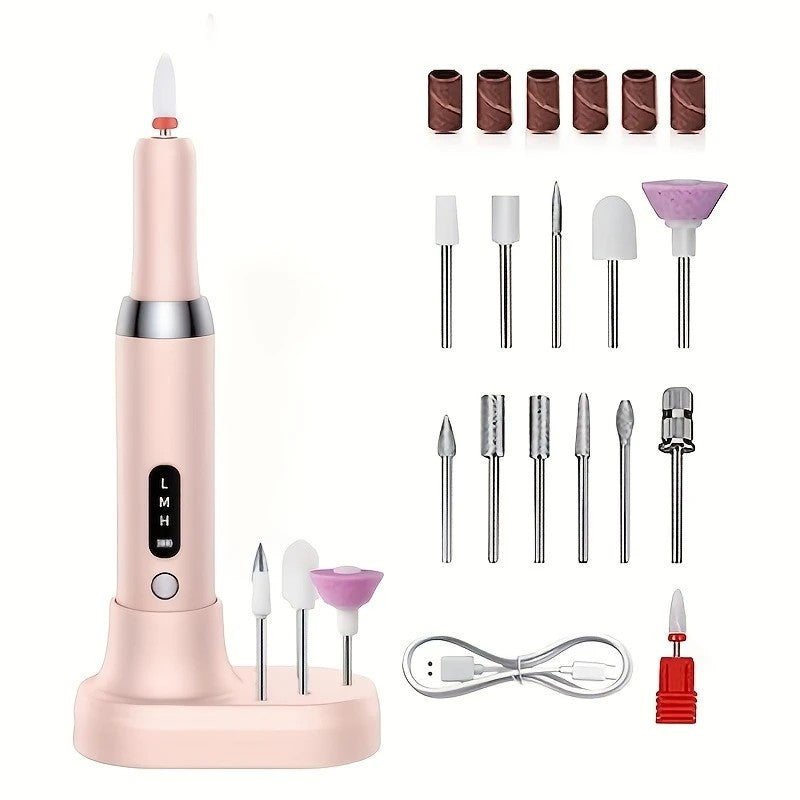White  Wireless Charging Nail Drill, 3-Speed Adjustable, Professional-Level Care in One Tool VXN Beauty