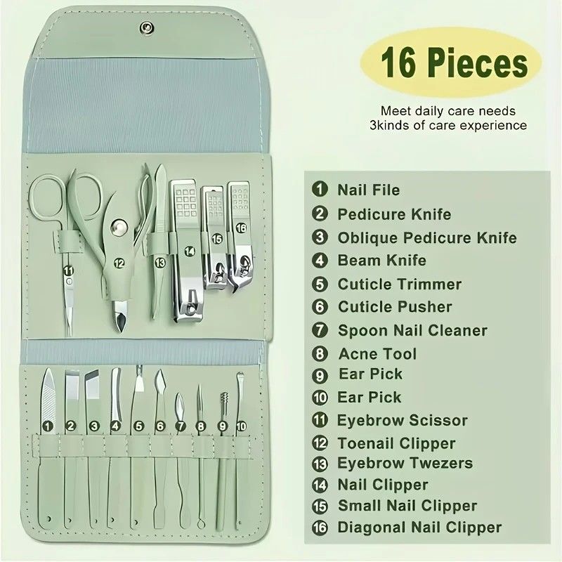 16-Piece Nail Care Set | Portable & Professional, One Box for Hand & Foot Details.BLUE VXN Beauty